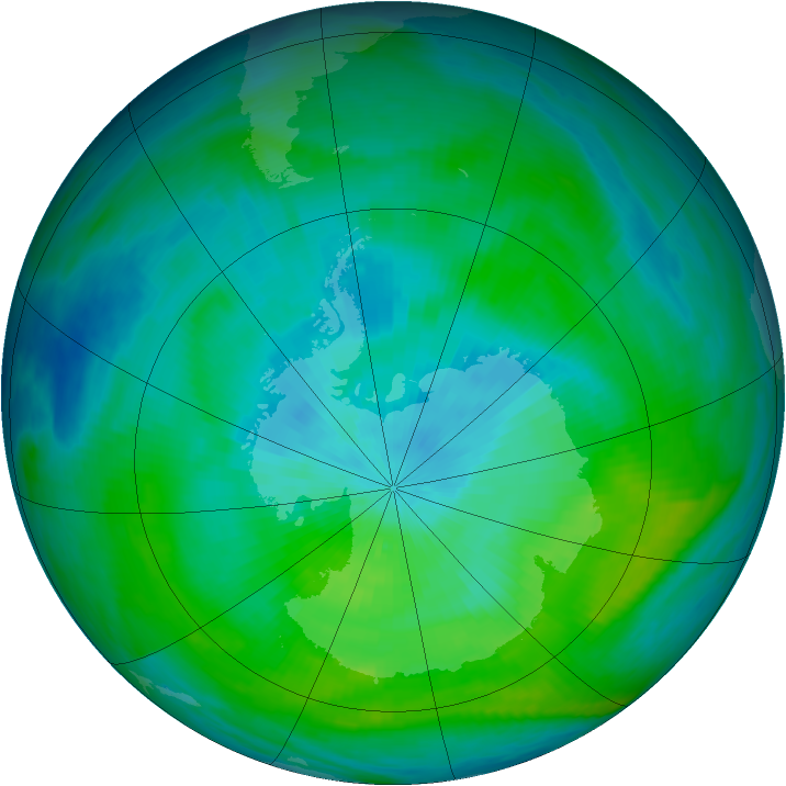 Antarctic ozone map for 28 February 1983